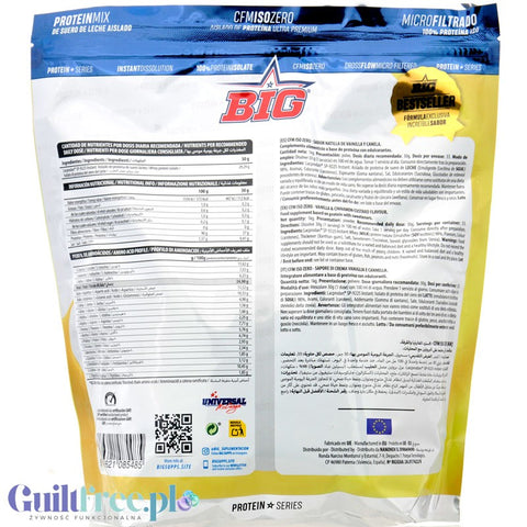BIG® CFM ISO Zero, White Chocolate 1kg - Lacprodan® WPI92 CFM protein supplement, white chocolate