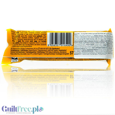 Snickers Hi-Protein Low Sugar Peanut Butter - 30% sugar free protein bar 20g protein & 219kcal