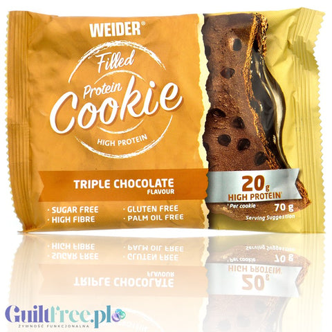 Weider Protein Cookie Triple Chocolate - wysokobiałkowe czekoladowe ciastko z kawałkami czekolady
