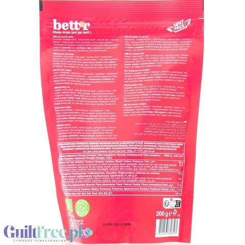 Bett'r Pink Choqo Drops - vegan, organic white chocolate drops with strawberry