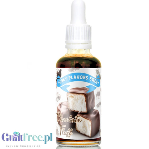 Funky Flavors Sweet Chocolate Fluff - słodkie kropelki bez cukru o smaku pianki waniliowej w czekoladzie