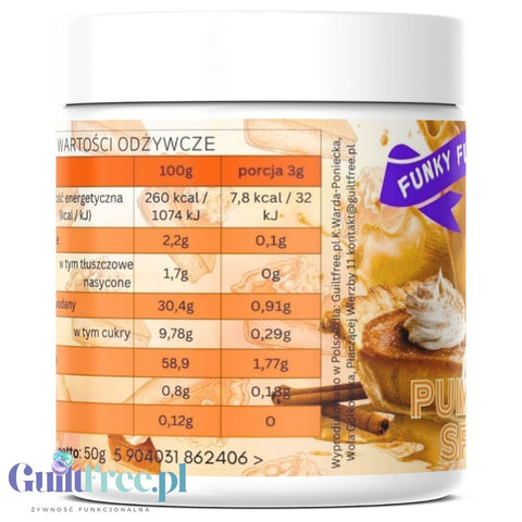 Funky Flavors Splash Pumpkin Spice 50g - concentrated flavor sprinkle for coffee and desserts, 7kcal