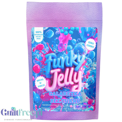 Funky Jelly Bubble Gum x 3 porcje - błękitna galaretka bez cukru, smak Guma Balonowa