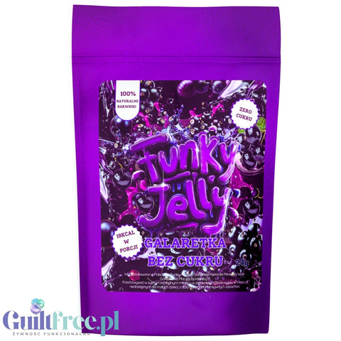 Funky Jelly Blackcurrant x 3 servings - sugar free sour jelly 19kcal, blackcurrant flavor