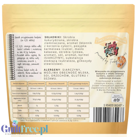 Funky Pudding Salted Caramel - sugar-free pudding with salted caramel flavor, 12 servings