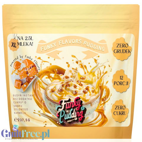 Funky Pudding Salted Caramel - sugar-free pudding with salted caramel flavor, 12 servings