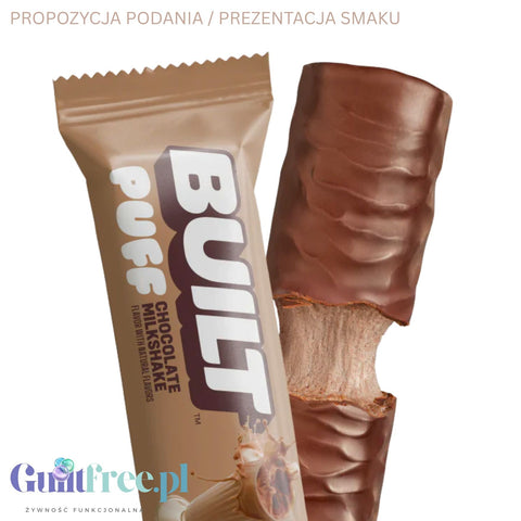 Built Bar Protein Puffs Chocolate Milkshake - proteinowy baton marshmallow w czekoladzie 17g białka & 140kcal