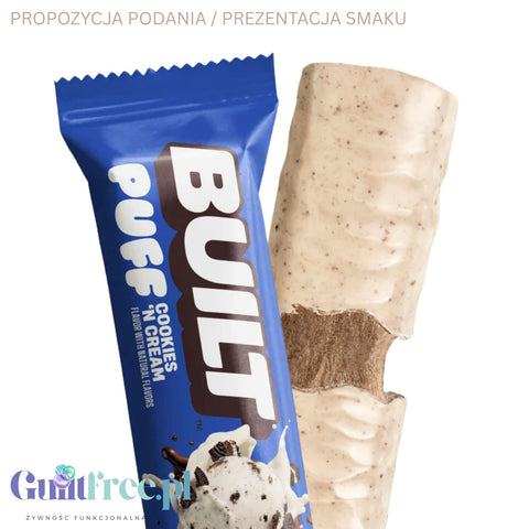 Built Bar Protein Puffs Cookies 'N Cream - proteinowy baton marshmallow w czekoladzie 17g białka & 150kcal
