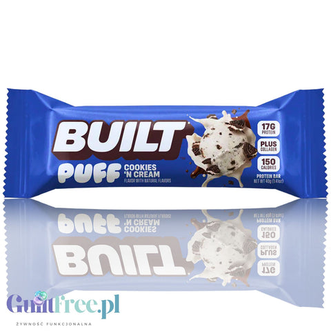 Built Bar Protein Puffs Cookies 'N Cream - protein marshmallow bar in chocolate 17g protein & 150kcal