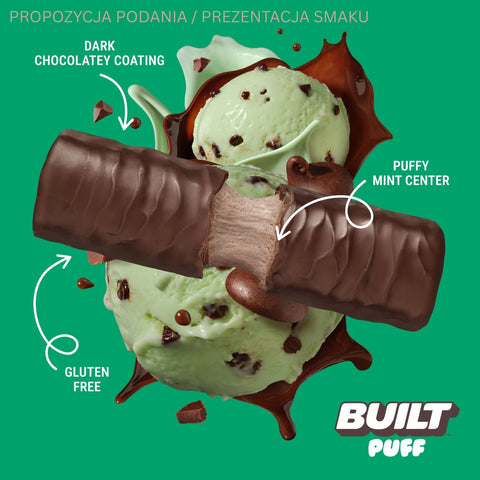 Built Bar Protein Puffs Mint Chip - proteinowy baton marshmallow w czekoladzie 17g białka & 140kcal