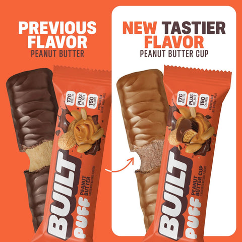Built Bar Protein Puffs Peanut Butter Cup - proteinowy baton marshmallow w czekoladzie 17g białka & 140kcal