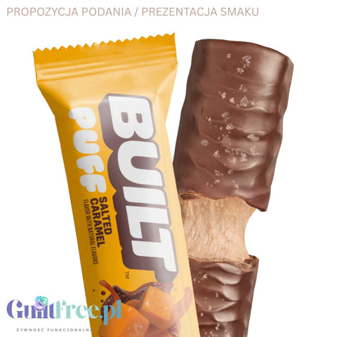 Built Bar Protein Puffs Salted Caramel - proteinowy baton marshmallow w czekoladzie 17g białka & 140kcal