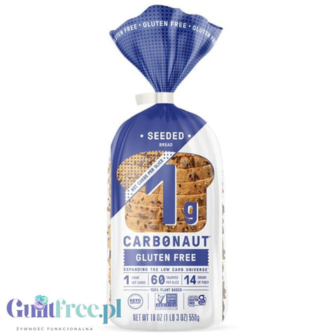 Carbonaut Low Carb Gluten Free Bread  Seeded - bezglutenowy KETO biały chleb 1g węglowodanów w kromce