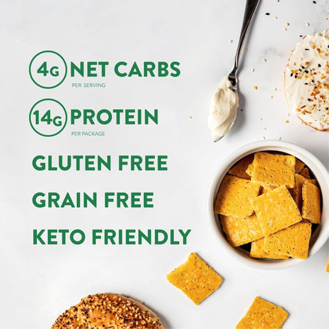 HighKey Snacks Almond Crackers Everything Spice - keto krakersy migdałowe bez glutenu 14g białka & 4g węgli