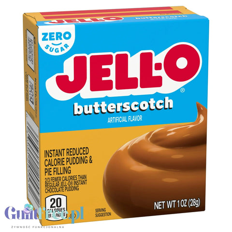 JellO Buttercotch Pudding Zero Sugar - Budyń Zero cukru & tłuszczu instant, smak Ciasteczkowy Herbatnikowy