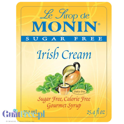 Monin Sugar Free Irish Cream Syrup, 0,75L USA - sugar and calorie free syrup for coffee, raspberry flavor