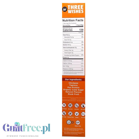 Three Wishes Grain Free Cereal, Pumpkin Spice - niskowęglowodanowe płatki śniadaniowe bez glutenu, z monk fruit