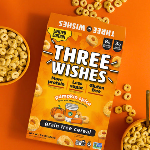 Three Wishes Grain Free Cereal, Pumpkin Spice - niskowęglowodanowe płatki śniadaniowe bez glutenu, z monk fruit