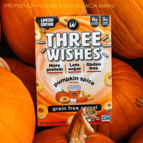 Three Wishes Grain Free Cereal, Pumpkin Spice - niskowęglowodanowe płatki śniadaniowe bez glutenu, z monk fruit