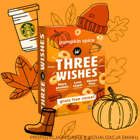 Three Wishes Grain Free Cereal, Pumpkin Spice - niskowęglowodanowe płatki śniadaniowe bez glutenu, z monk fruit