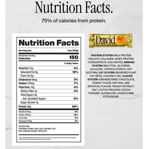David Protein Bar Peanut Butter Chocolate Chunk 62g