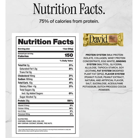 David Protein Bar Salted Peanut Butter 62g