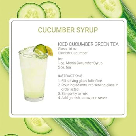 Monin Pure Non Sucré Cucumber - unsweetened concentrate syrup without sugar or sweeteners with natural flavors