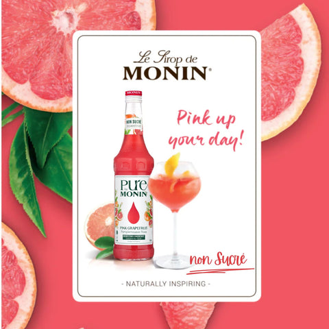 Monin Pure Non Sucré Pink Grapefruit - unsweetened concentrate syrup without sugar or sweeteners with natural flavors