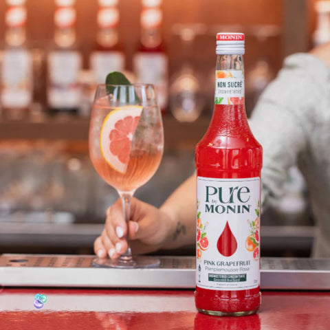 Monin Pure Non Sucré Pink Grapefruit - unsweetened concentrate syrup without sugar or sweeteners with natural flavors