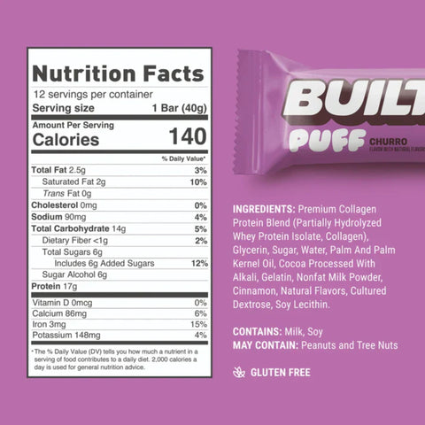 Built Bar Protein Puffs - Churro 17g protein & 140kcal