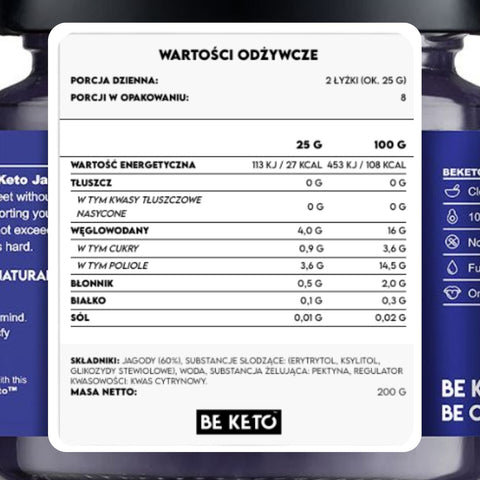 BeKeto Jam Fancy Berries - Keto Dżem™ Fajna Jagoda 108 kcal z erytrolem i ksylitolem