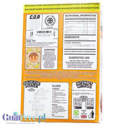 DNA Sports Cream of Rice, Banana Caramel Waffle 2kg - sugar-free rice gruel, flavor Waffles with Caramel and Bananas