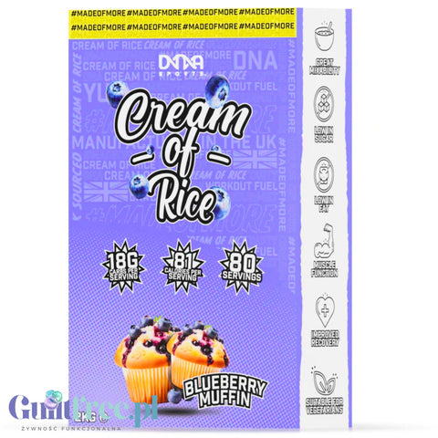 DNA Sports Cream of Rice, Blueberry Muffin 2kg - sugar-free rice gruel, Blueberry Muffin flavor
