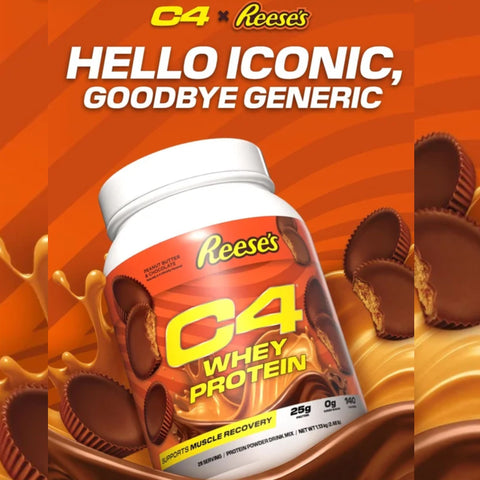 C4 Whey Protein Reese's® Peanut Butter & Chocolate 481g - the only original eese's protein supplement