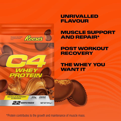 C4 Whey Protein Reese's® Peanut Butter & Chocolate 481g - the only original eese's protein supplement