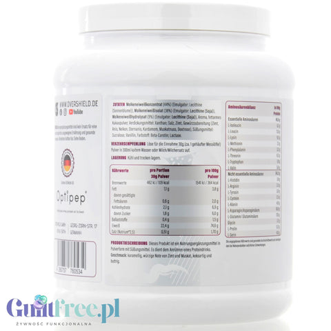 Overshield Crème de la Crème Whey Speculatius Biscuit - creamy dessert protein, WPC & WPI nutrient flavor Milk with Honey