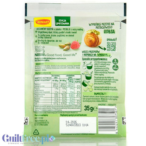 copy of Winiary sugar free pistachio pudding without sweeteners