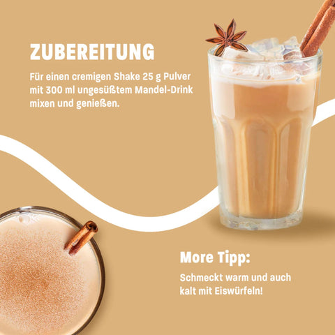 More Nutrition Protein Iced Chai Latte sachet 25g - protein coffee with cinnamon and glucomannan, 16g protein