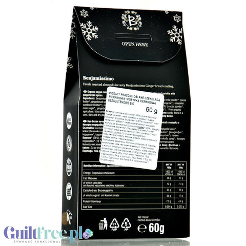 Benjamissimo Coated Gingerbread Almond - almonds in vegan gingerbread chocolate with no added sugar or maltitol