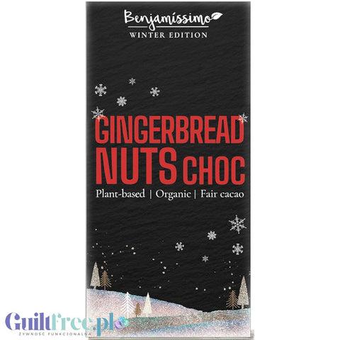 Benjamissimo Winter Edition Gingerbread Nuts Choc - organiczna wegańska keto czekolada bez dodatku cukru i maltitolu
