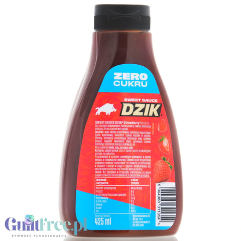 Dzik Sweet Sauce Strawberry Zero Cukru - syrop bez cukru o smaku truskawkowym, 10kcal