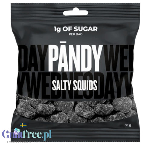 Pandy Candy Salty Squids - sugar-free fiber jelly beans 45% less calories, salty Licorice