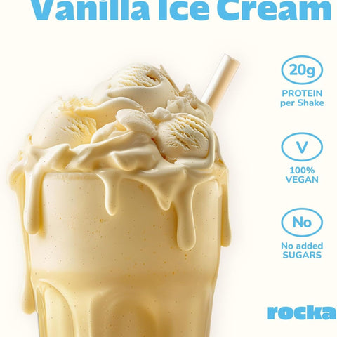 Rocka Nutrition Protein Shake Vanilla Ice Cream 0.3kg - vegan protein supplement 4 protein sources, Vanilla Ice Cream