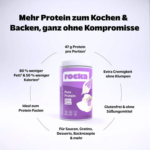 Rocka Nutrition Pure Protein Sahne 750g - unsweetened vegan protein supplement natural flavor