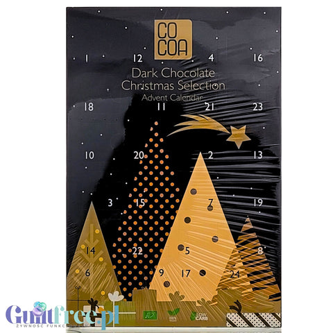 RAW COCOA Dark Chocolate Advent Calendar - vegan advent calendar made of raw chocolate 70% cacao