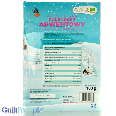 Super Fudgio Advent Calendar 2025 - wegański kalendarz z czekoladkami bez mleka, glutenu i oleju palmowego