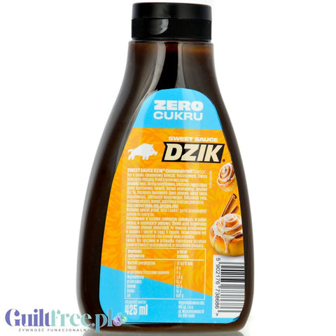 Dzik Sweet Sauce Sos Cinnamon Roll, syrop zero cukru, bez tłuszczu o smaku cynamonowej bułeczki