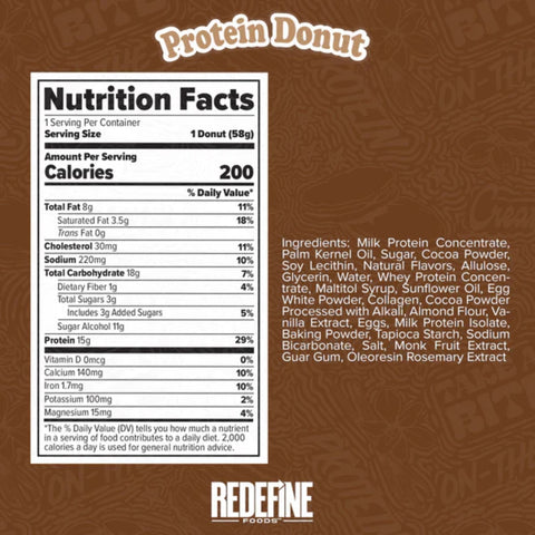 Redefine Protein Donut Chocolate - chocolate-coated protein donut 15g protein & 200kcal