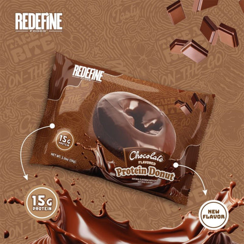 Redefine Protein Donut Chocolate - chocolate-coated protein donut 15g protein & 200kcal