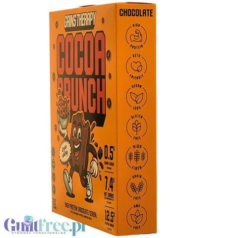 Gains Therapy Cocoa Crunch - gluten-free keto chocolate cereal with high protein content